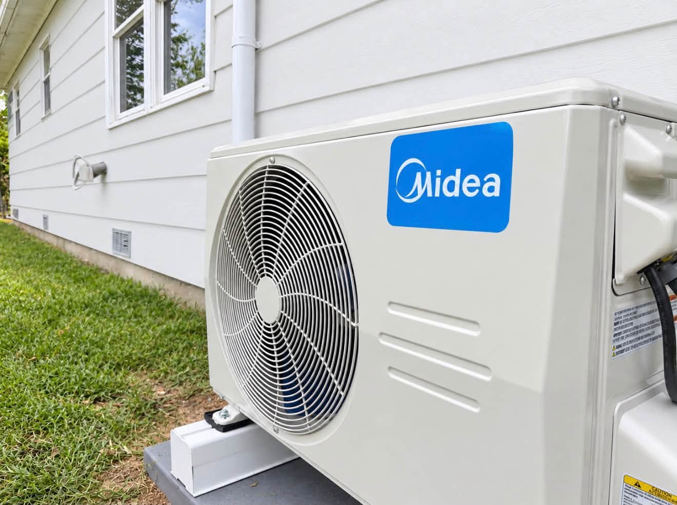 Midea outdoor mini-split unit installed beside a white-sided home, from Richard Williams’s project gallery
